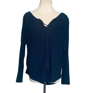 Loft black long sleeves boho tunic top size XS